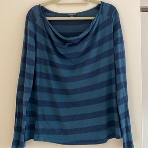 Lilla P dark green striped top with scoop neck size L